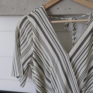 Maurices Size Small Wrap Dress White with Black Stripes